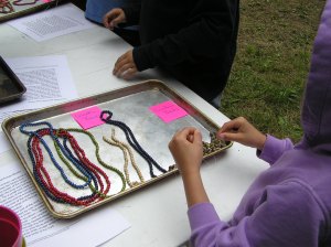 Making prayer beads at the Celtic retreat